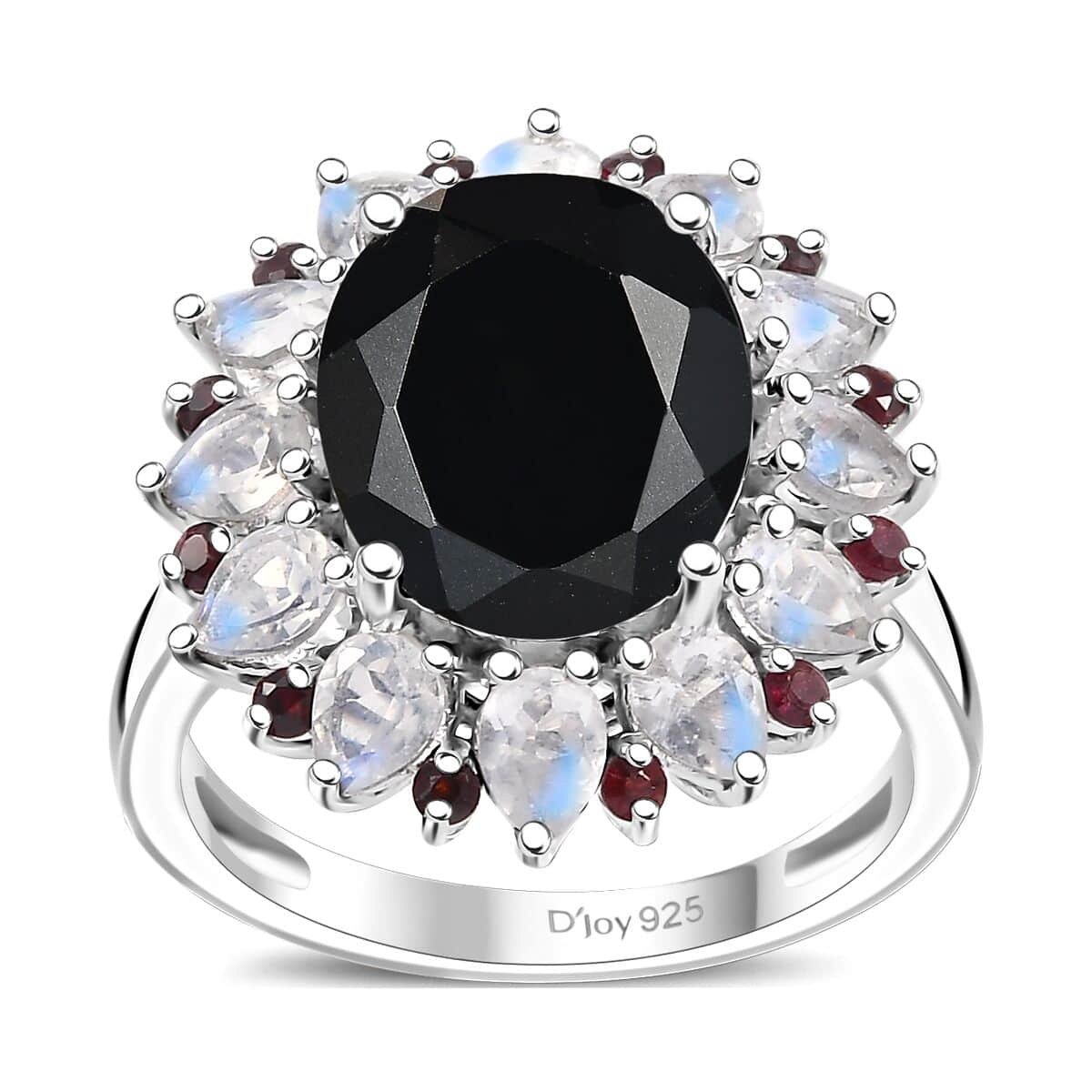 California Black Jade, Multi Gemstone Ring in Rhodium Over Sterling Silver (Size 10.0) 7.25 ctw image number 0