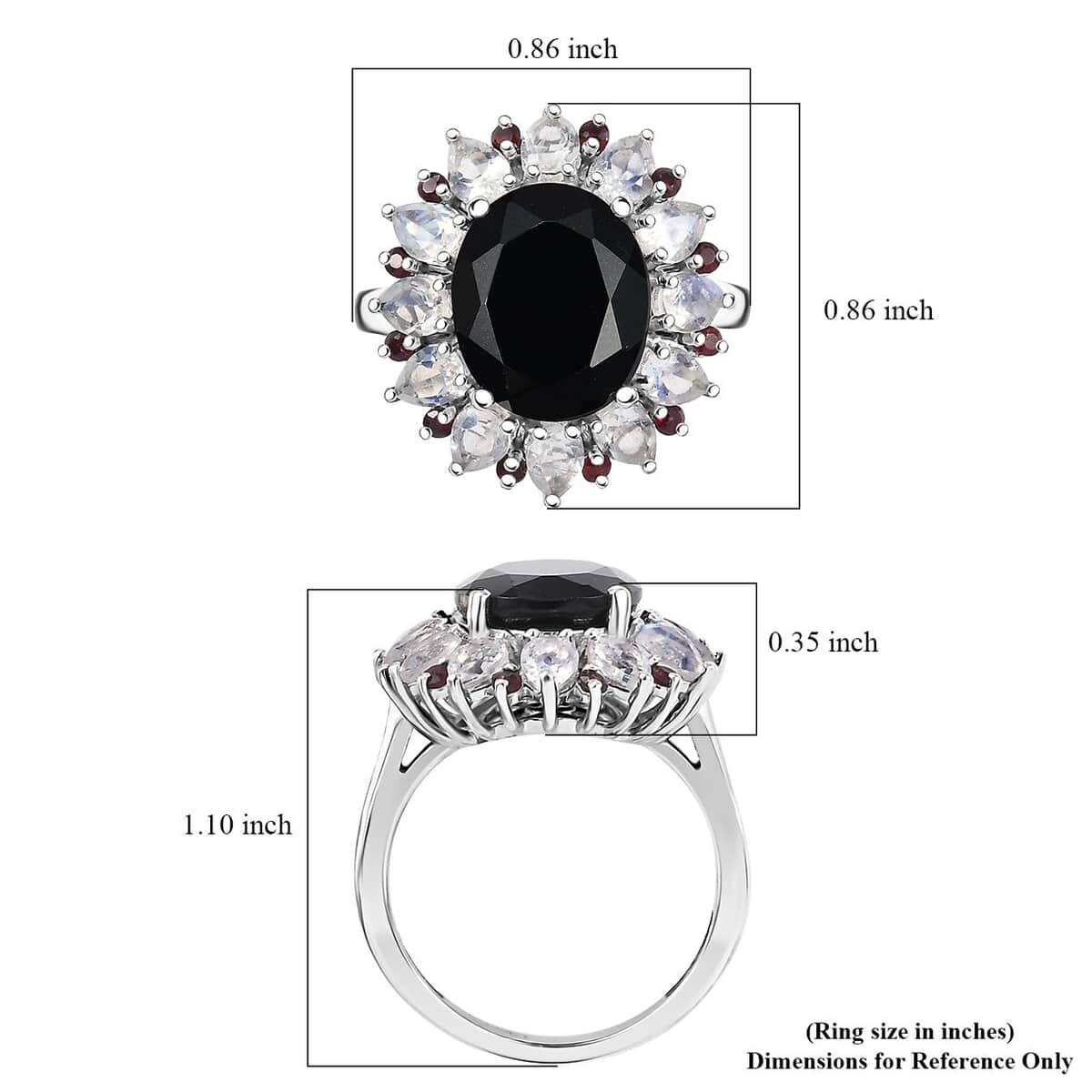 California Black Jade, Multi Gemstone Ring in Rhodium Over Sterling Silver (Size 10.0) 7.25 ctw image number 6