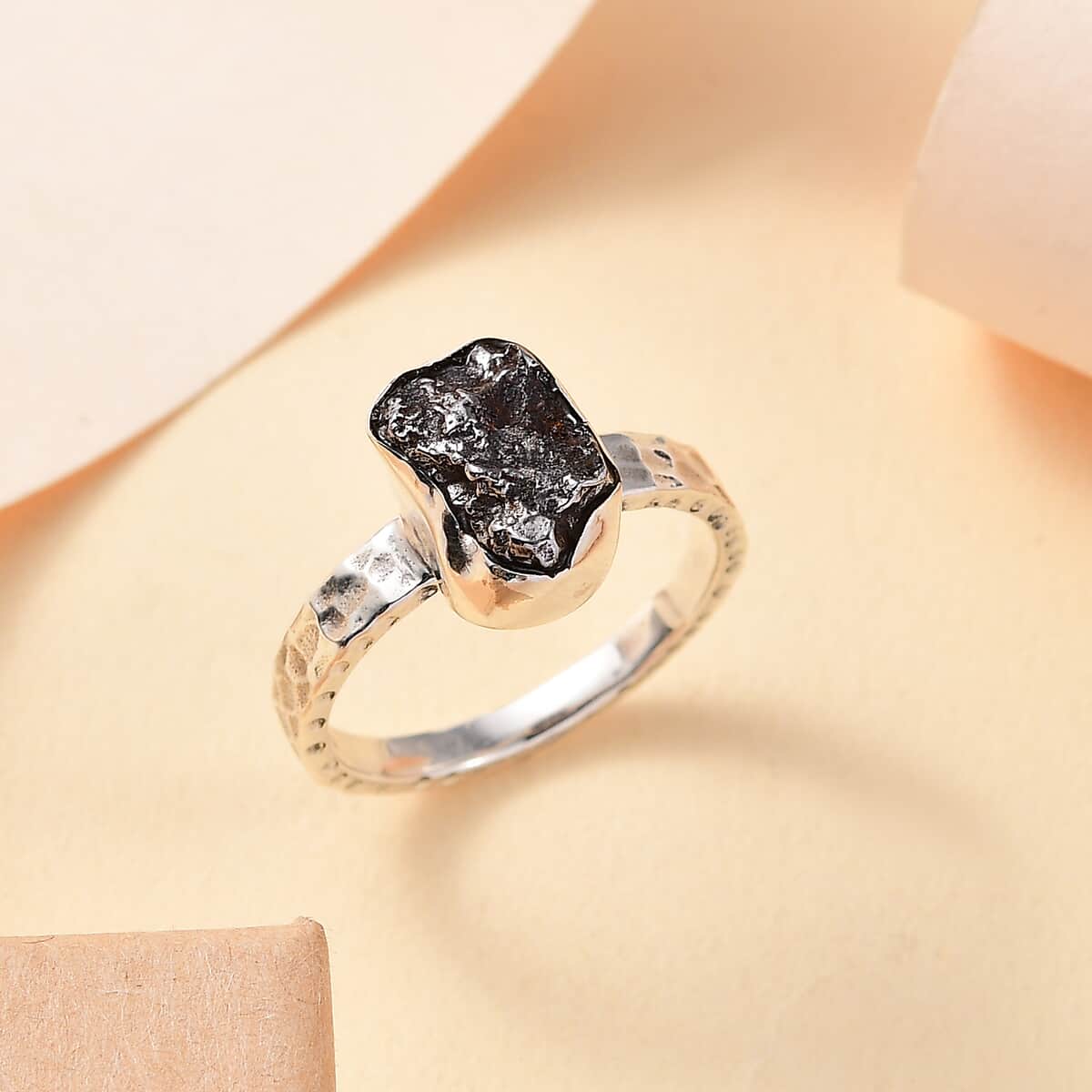 Artisan Crafted Marvelous Meteorite Ring in Sterling Silver (Size 10.0) image number 1