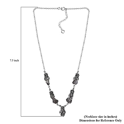 D'Joy Artisan Crafted Rough Cut Marvelous Meteorite Floral Necklace in Black Oxidized Sterling Silver 18-20 Inches