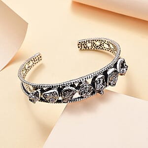 D'Joy Artisan Crafted Rough Cut Marvelous Meteorite Cuff Bracelet in Black Oxidized Sterling Silver (7.25 In)