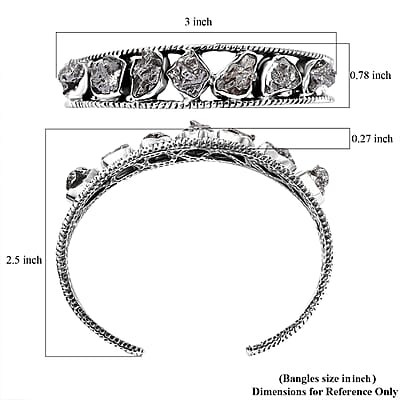 D'Joy Artisan Crafted Rough Cut Marvelous Meteorite Cuff Bracelet in Black Oxidized Sterling Silver (7.25 In)