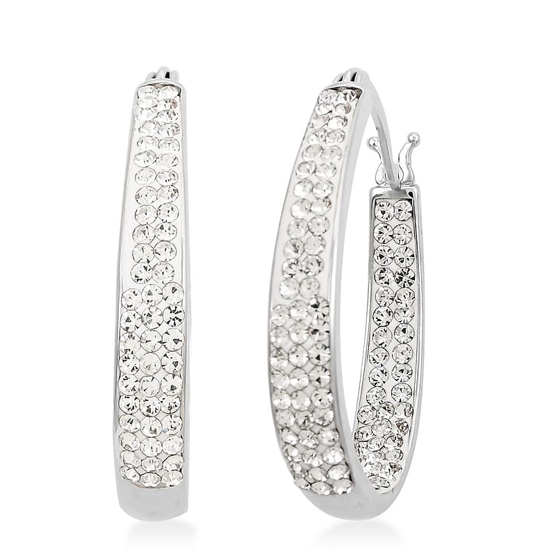 Simulated Diamond Earrings in Silvertone