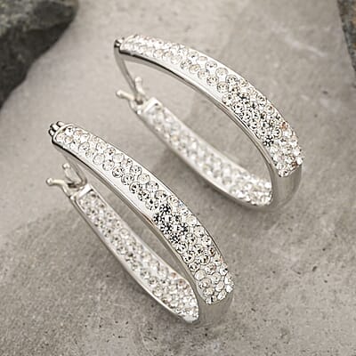 Simulated Diamond Earrings in Silvertone