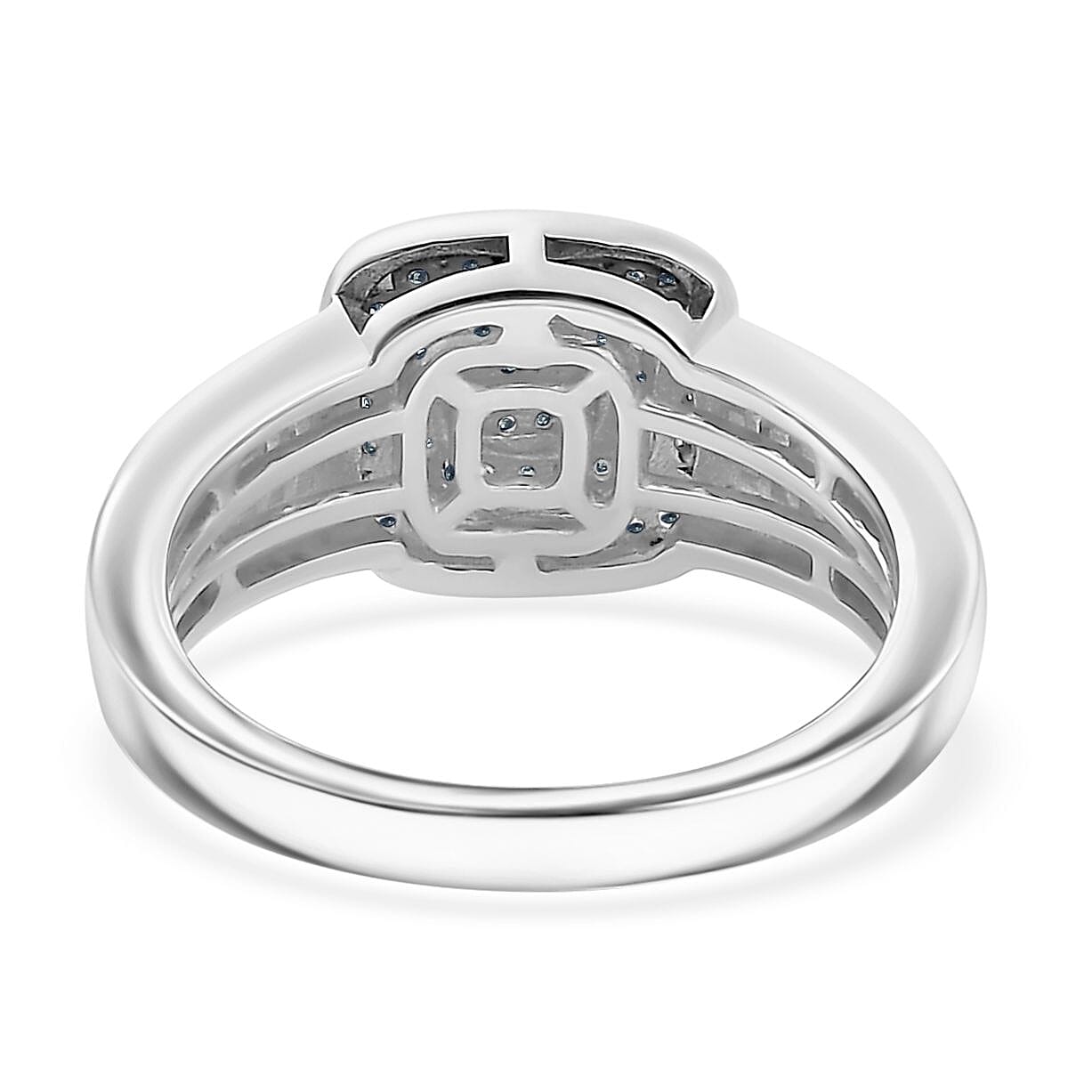 D'Joy Blue Diamond 0.50 ctw Azure Halo Ring in Rhodium Over Sterling Silver (Size 7.0) image number 4
