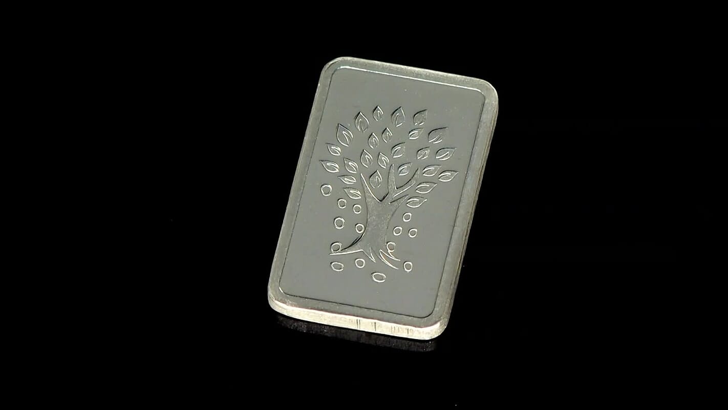 Kundan 999.9 Fine Silver Kalpataru Tree Bar 10 Grams