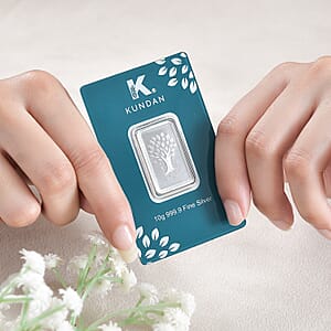  Kundan 999.9 Fine Silver Kalpataru Tree Bar 10 Grams