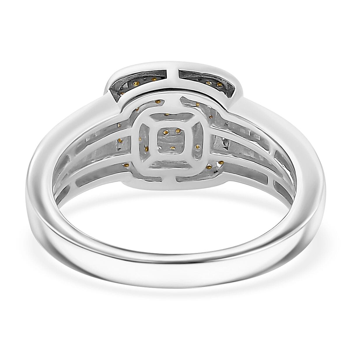 D'Joy Yellow Diamond 0.50 ctw Azure Halo Ring in Rhodium Over Sterling Silver (Size 9.0) image number 4