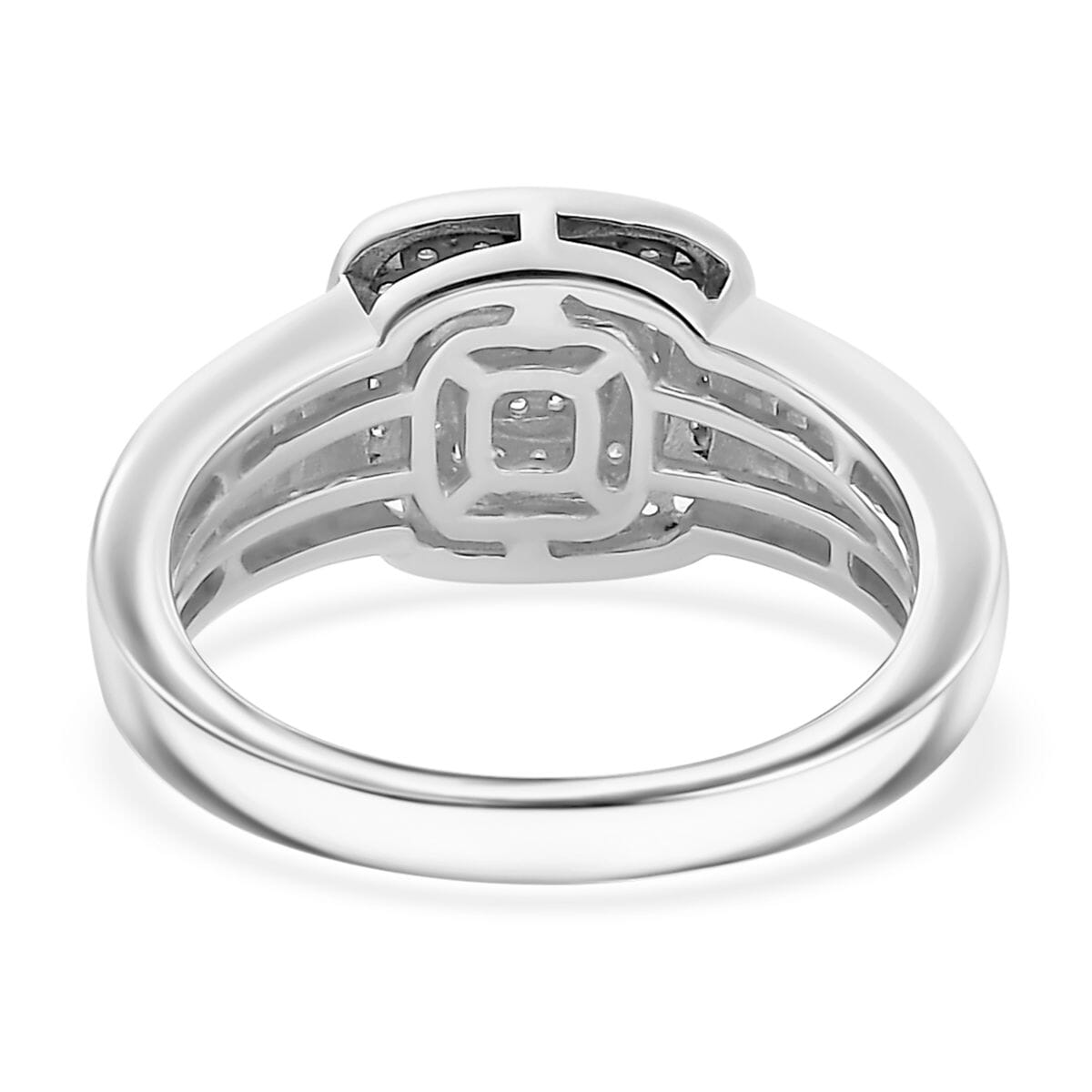 Diamond 0.50 ctw Azure Halo Ring in Rhodium Over Sterling Silver (Size 6.0) image number 5