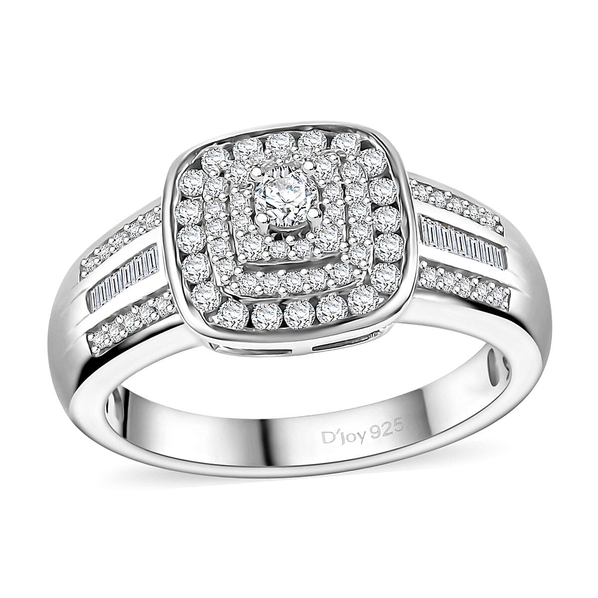 D'Joy Diamond 0.50 ctw Azure Halo Ring in Rhodium Over Sterling Silver (Size 8.0) image number 0