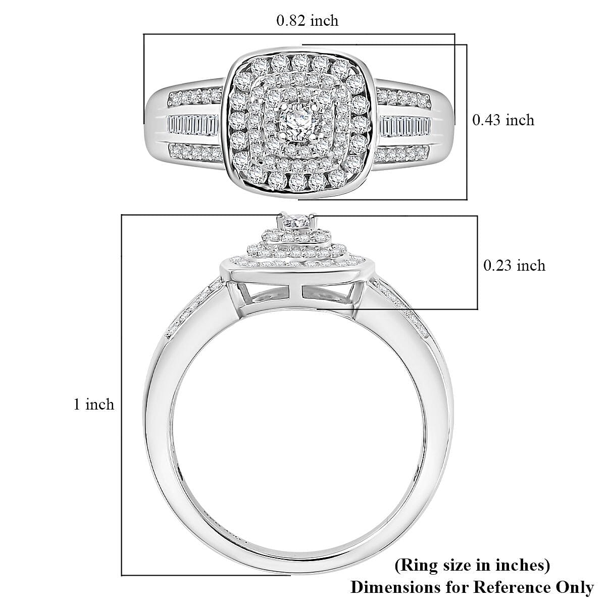 D'Joy Diamond 0.50 ctw Azure Halo Ring in Rhodium Over Sterling Silver (Size 8.0) image number 6
