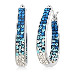 Simulated Blue and White Diamond Earrings in Silvertone