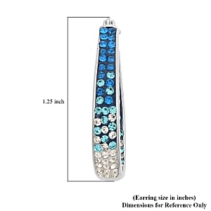 Simulated Blue and White Diamond Earrings in Silvertone