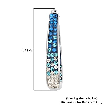Simulated Blue and White Diamond Earrings in Silvertone