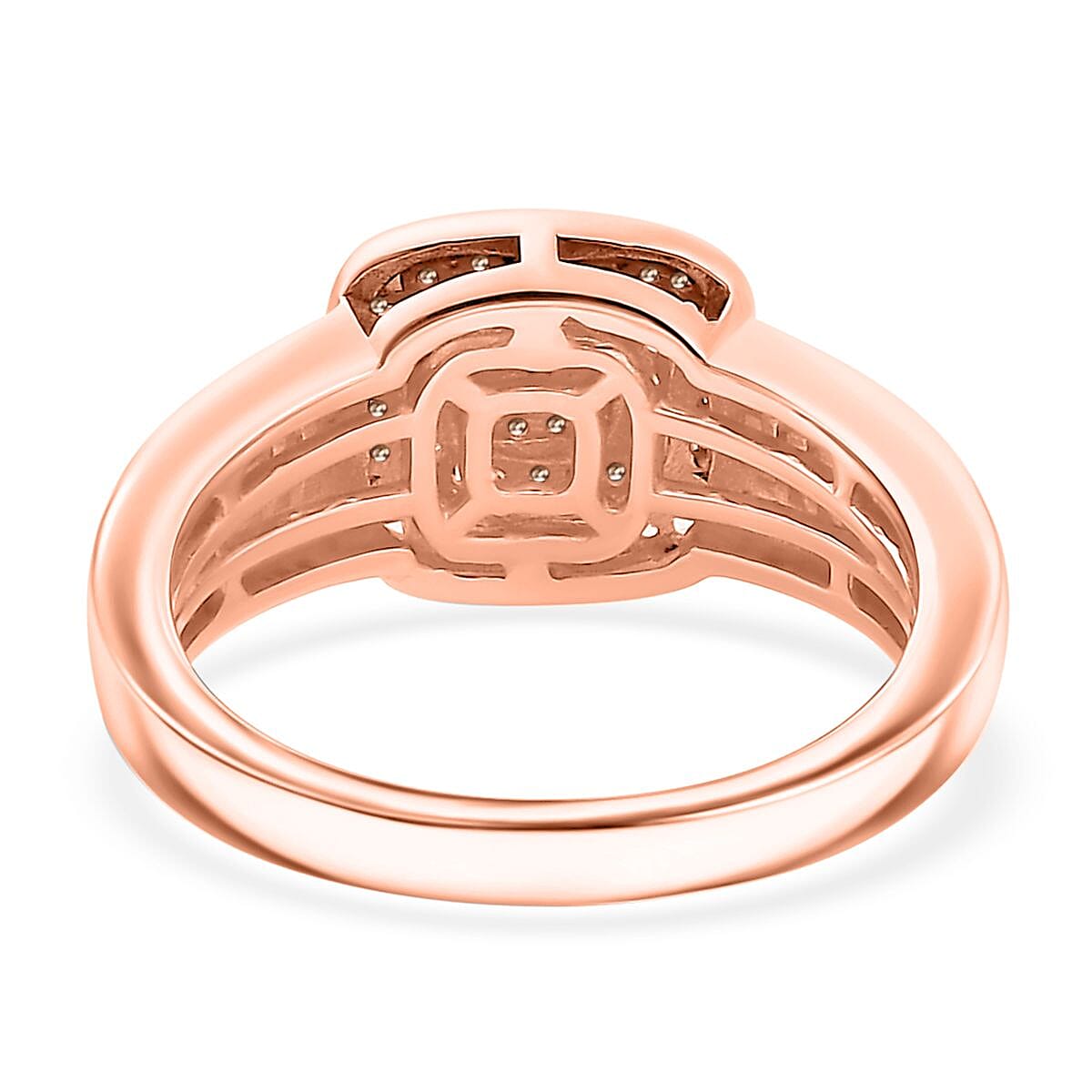 Natural Champagne Diamond 0.50 ctw Azure Halo Ring in 18K Vermeil Rose Gold Over Sterling Silver (Size 10.0) image number 4