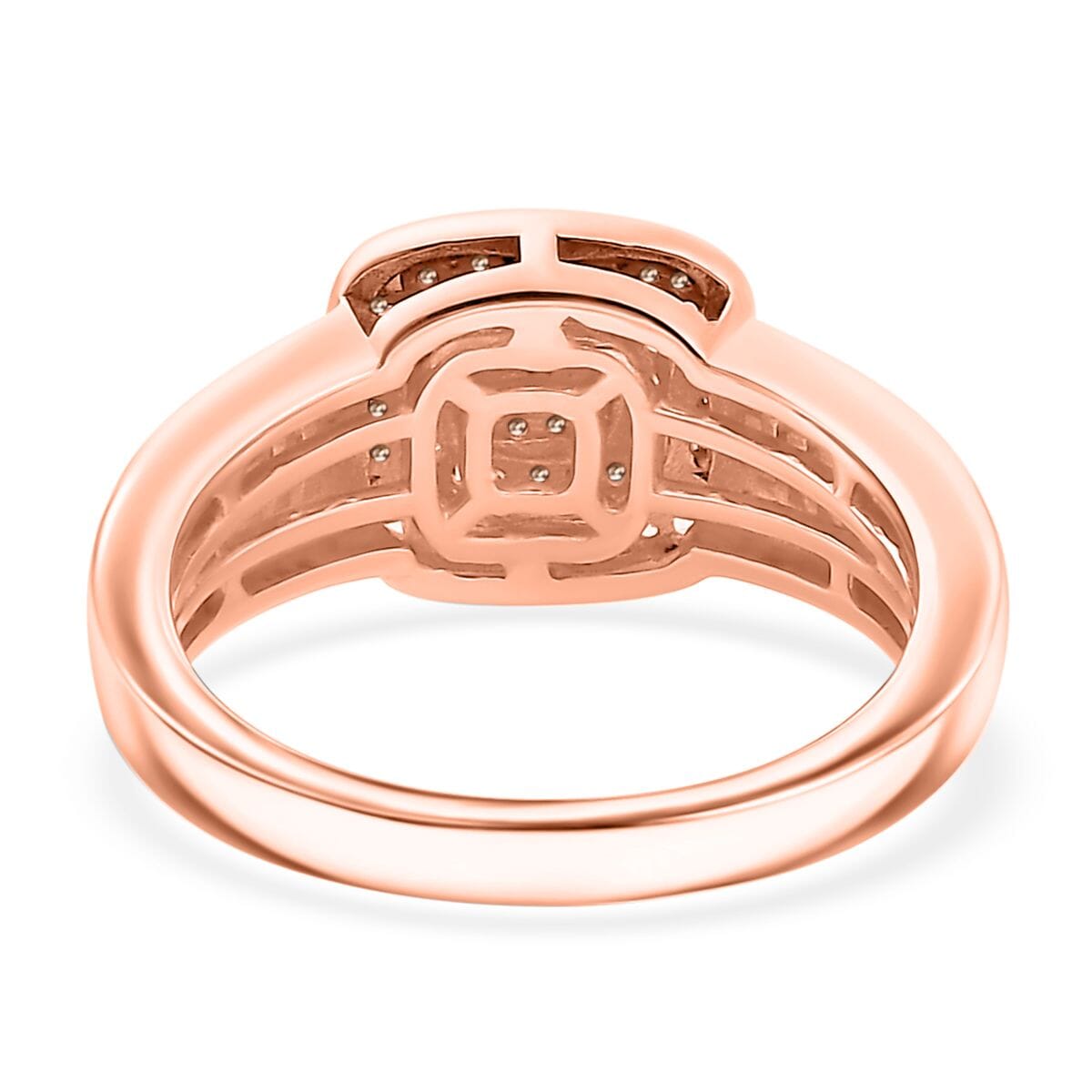 Natural Champagne Diamond 0.50 ctw Azure Halo Ring in 18K Vermeil Rose Gold Over Sterling Silver (Size 7.0) image number 4