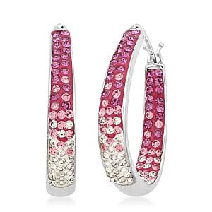 Simulated Pink and White Diamond Earrings in Silvertone