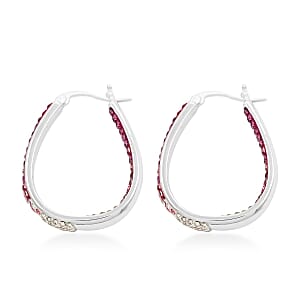 Simulated Pink and White Diamond Earrings in Silvertone