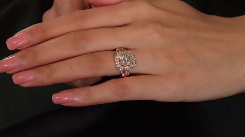 Doorbuster Natual Champagne Diamond Ring in 18K Vermeil RG Over Sterling Silver (Size 7.0) 1.00 ctw