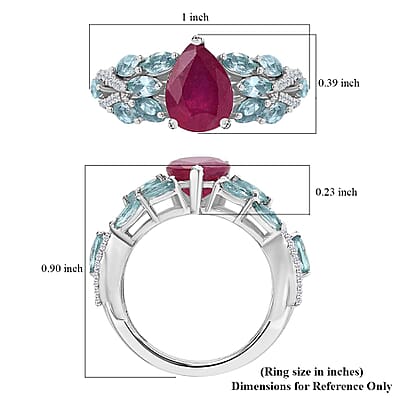 Niassa Ruby (FF) and Multi Gemstone 2.80 ctw Ring in Rhodium Over Sterling Silver (Size 10.0)