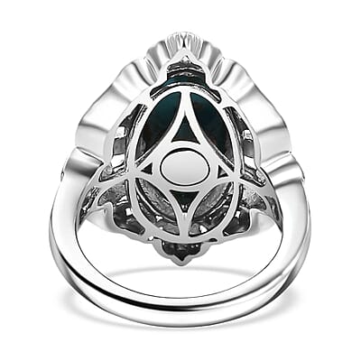 Freshened Turquoise 3.60 ctw Solitaire Ring in Platinum Over Copper (Size 11.0)