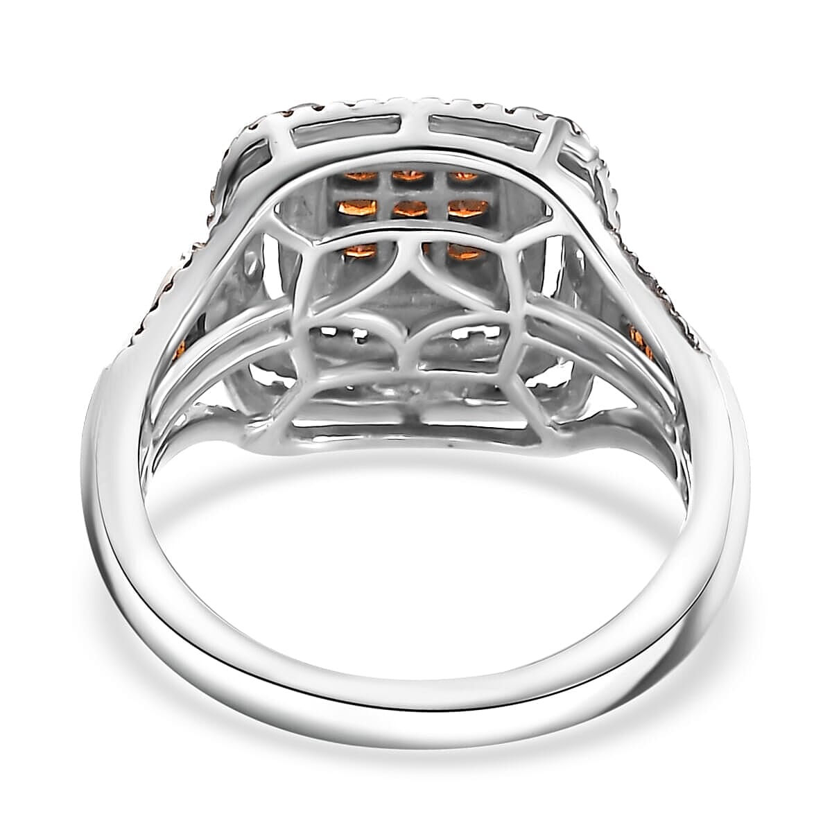 Red Diamond 1.00 ctw Art Deco Ring in Rhodium Over Sterling Silver (Size 9.0) image number 4