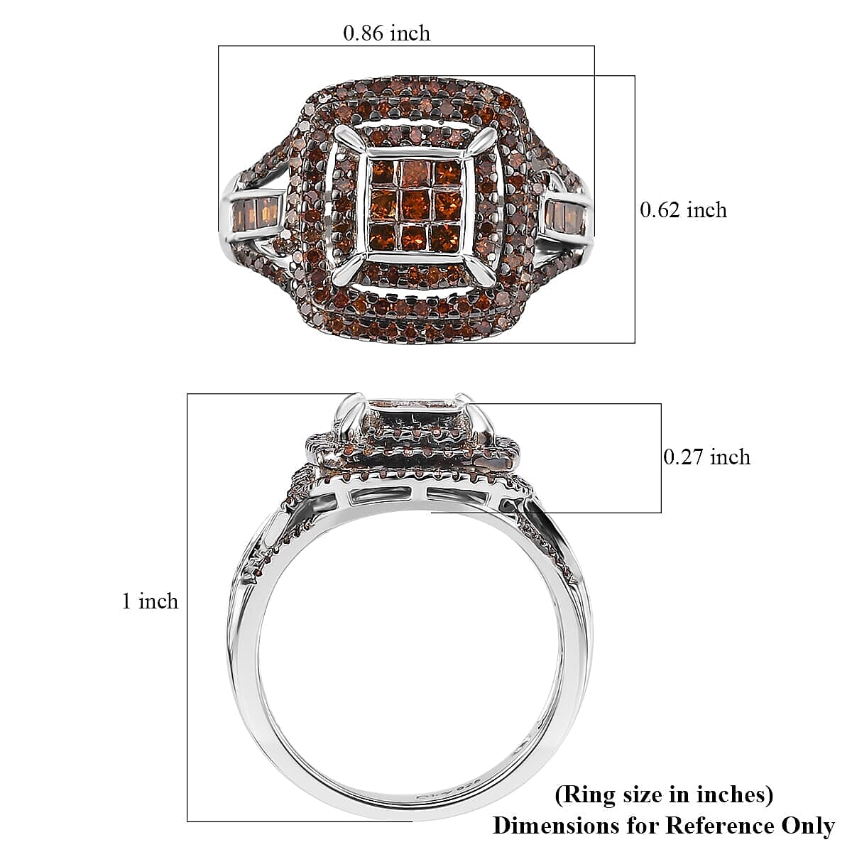 Red Diamond 1.00 ctw Art Deco Ring in Rhodium Over Sterling Silver (Size 9.0) image number 5