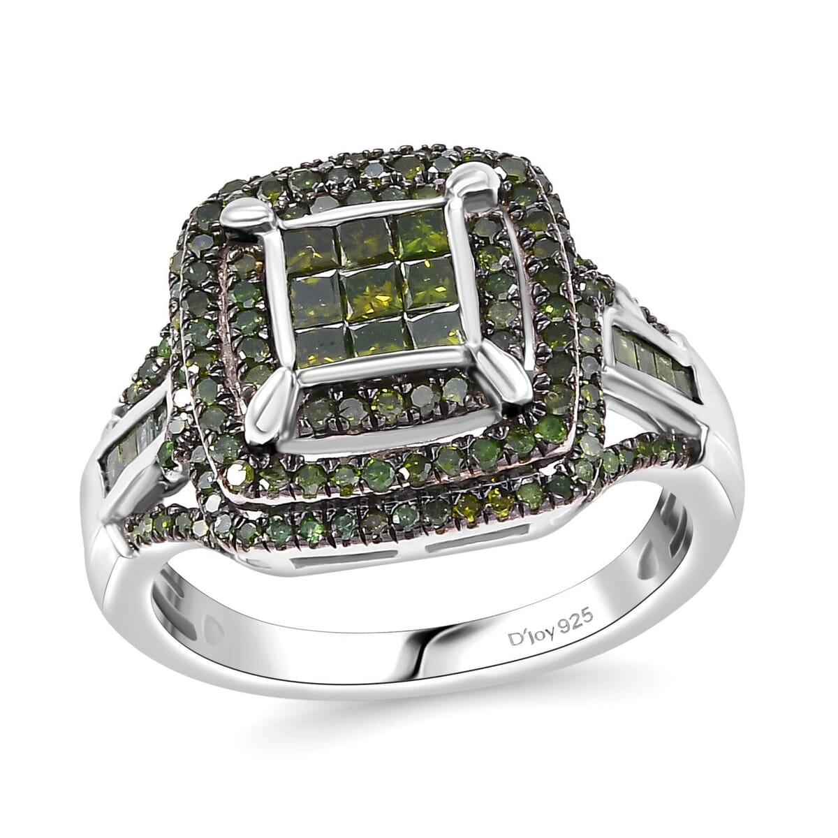 Green Diamond 1.00 ctw Ring in Rhodium Over Sterling Silver (Size 7.0) image number 0