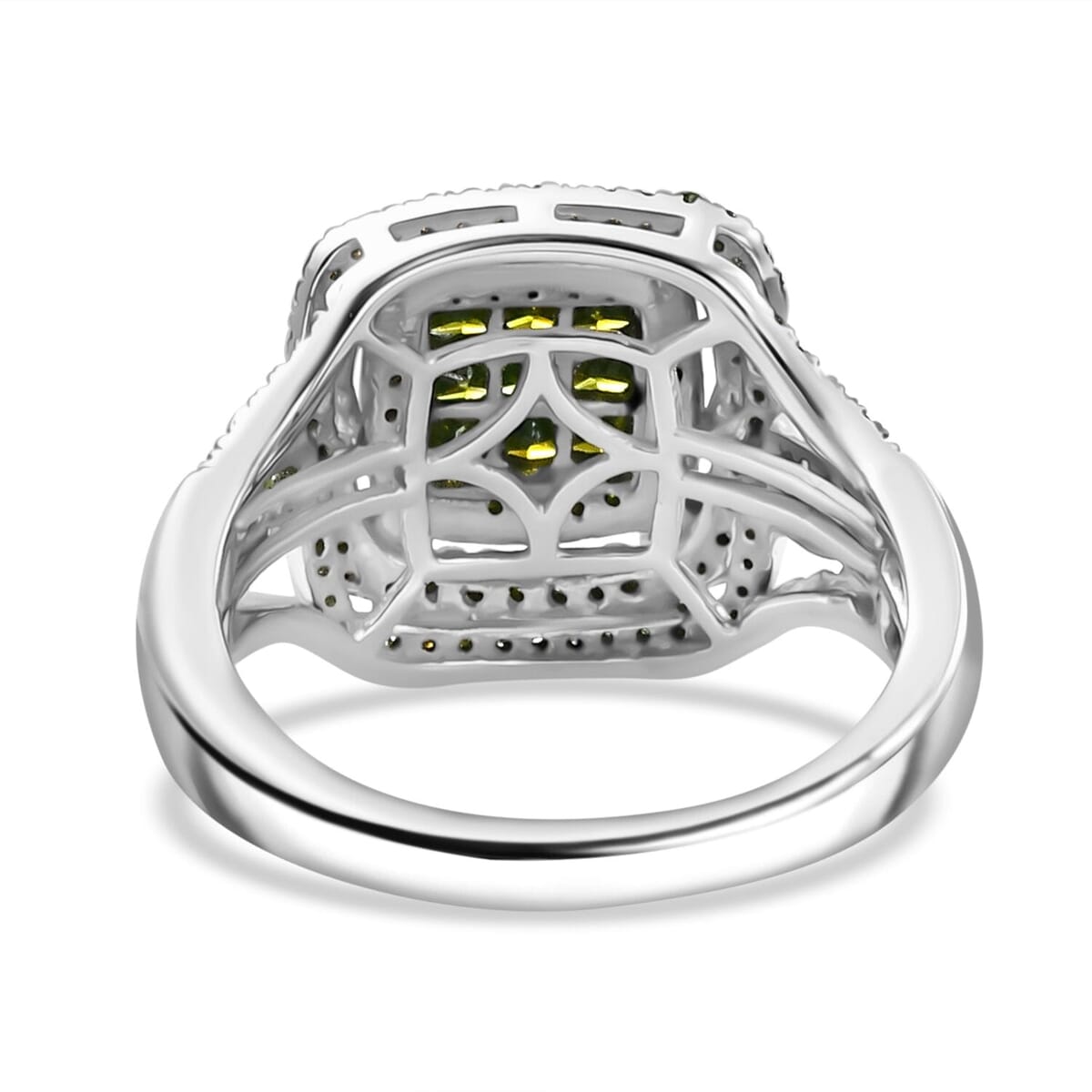 Green Diamond 1.00 ctw Ring in Rhodium Over Sterling Silver (Size 7.0) image number 4