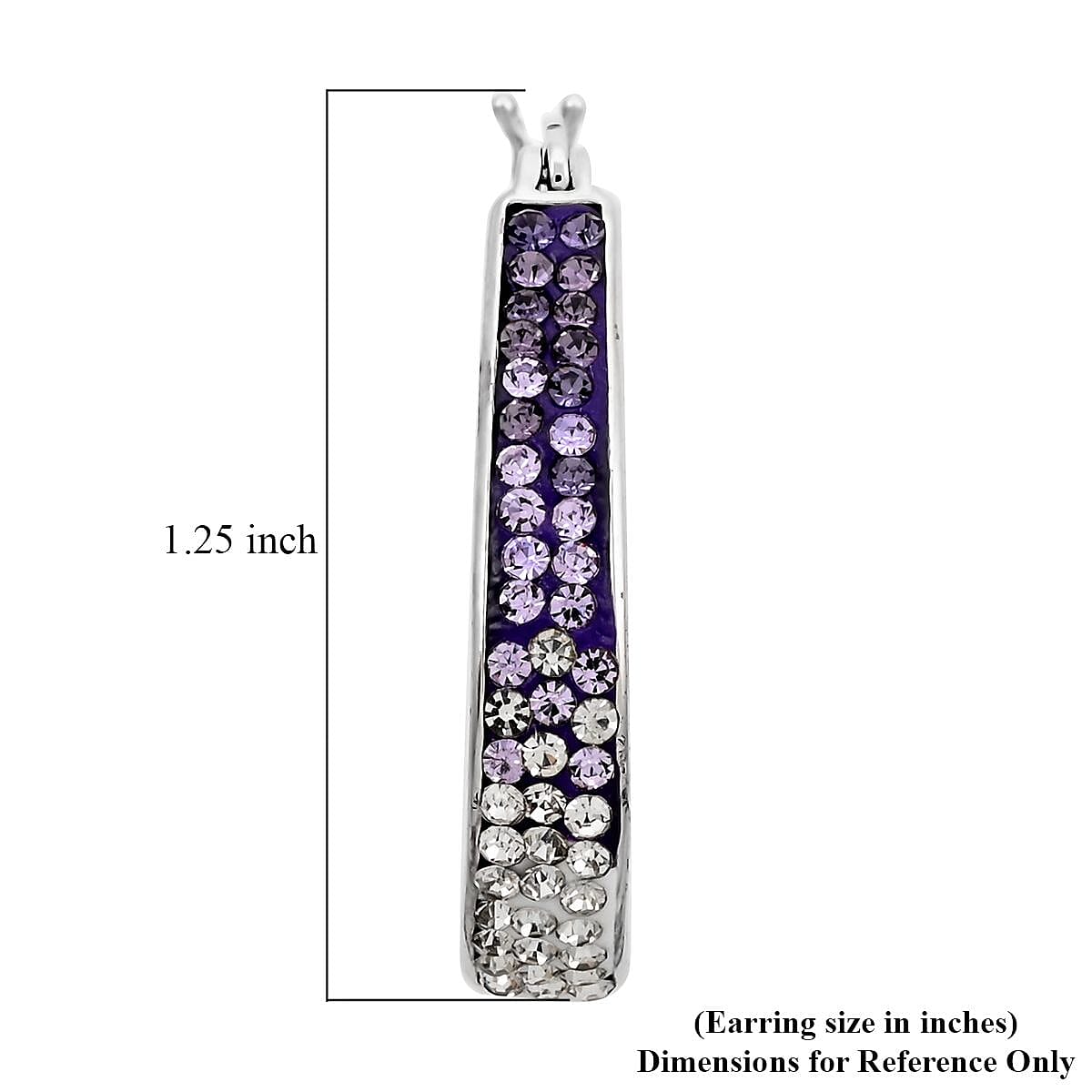 Simulated Amethyst Color and White Diamond Earrings in Silvertone