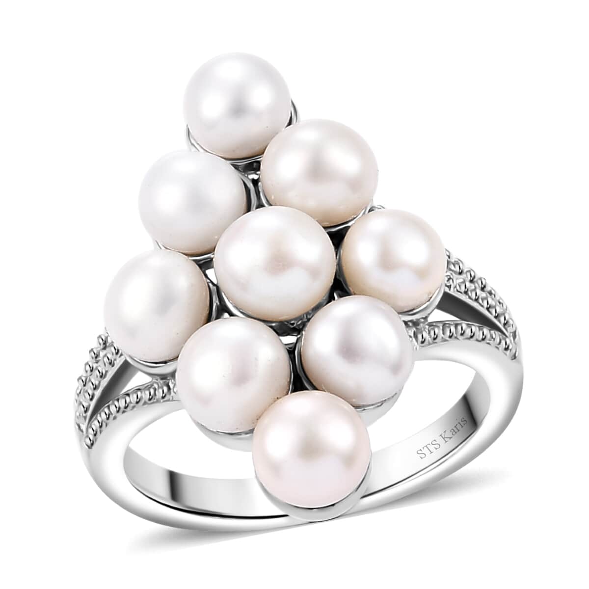 Karis Freshwater Pearl Ring in Platinum Bond (Size 10.0) image number 0