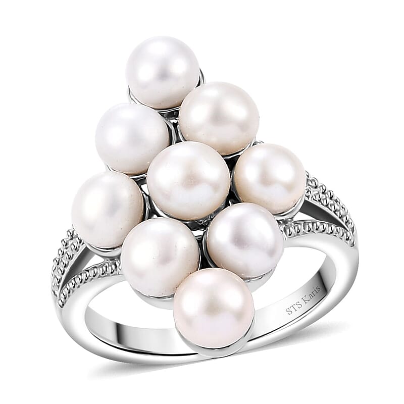 Karis Freshwater Pearl Ring in Platinum Bond (Size 10.0)
