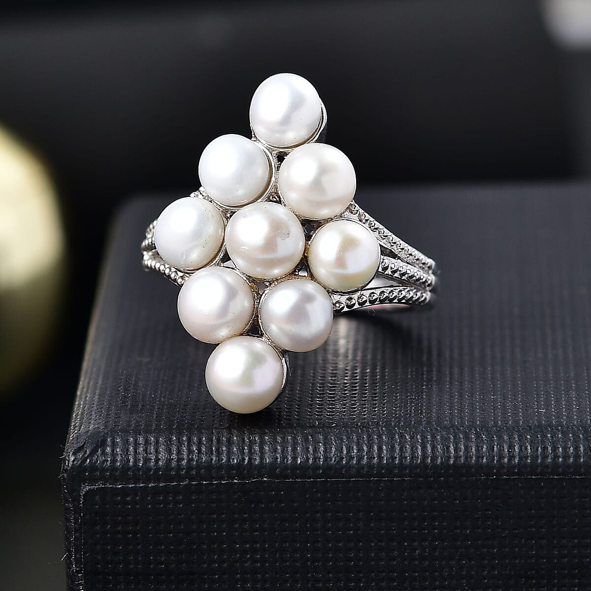 Karis Freshwater Pearl Ring in Platinum Bond (Size 10.0) image number 1