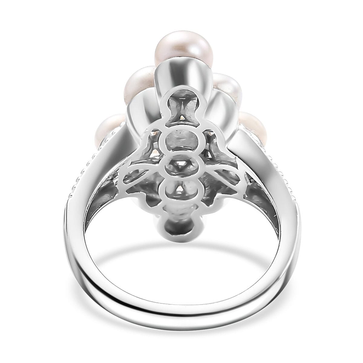 Karis Freshwater Pearl Ring in Platinum Bond (Size 10.0) image number 4