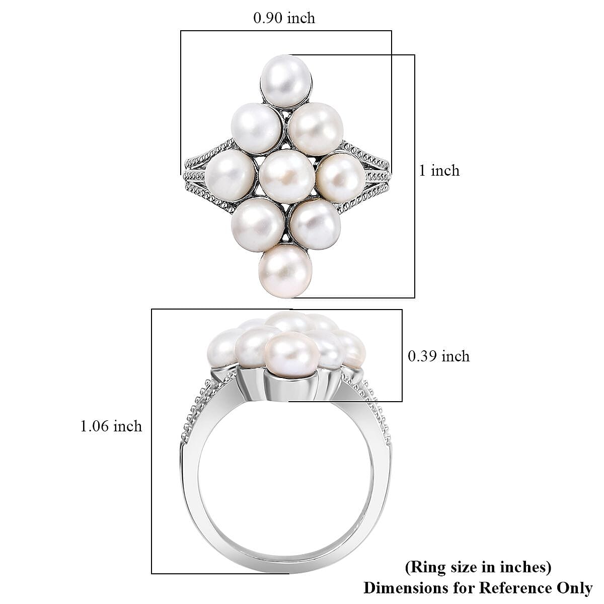 Karis Freshwater Pearl Ring in Platinum Bond (Size 8.0) image number 5