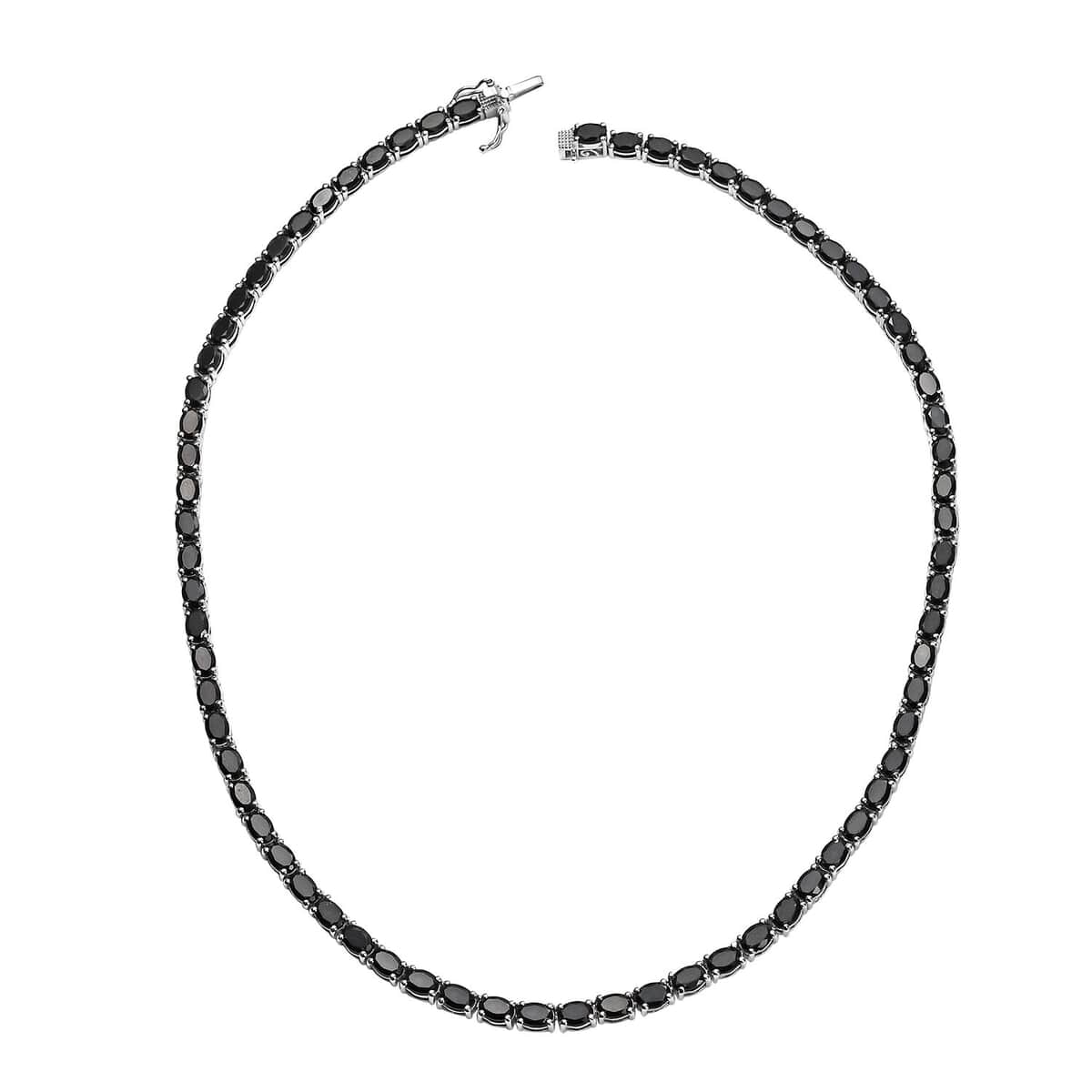 California Black Jade 36.15 ctw Tennis Necklace in Rhodium Over Sterling Silver 18 Inches image number 3