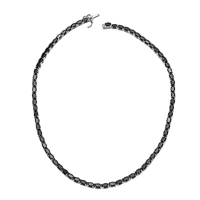 D'Joy California Black Jade 36.15 ctw Tennis Necklace in Rhodium Over Sterling Silver 18 Inches