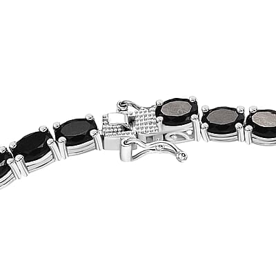 D'Joy California Black Jade 36.15 ctw Tennis Necklace in Rhodium Over Sterling Silver 18 Inches