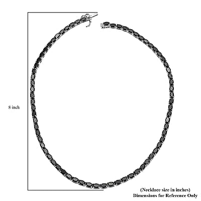 D'Joy California Black Jade 36.15 ctw Tennis Necklace in Rhodium Over Sterling Silver 18 Inches