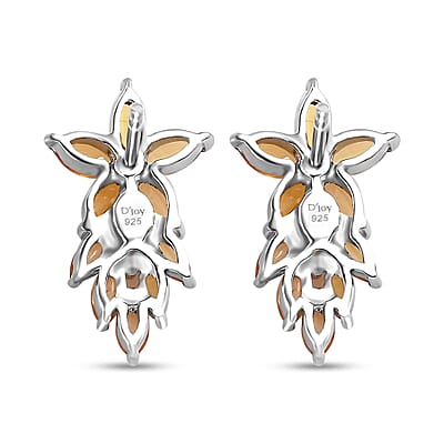 Madagascar Yellow Sapphire 2.85 ctw Golden Petal Cascade Earrings in Rhodium Over Sterling Silver