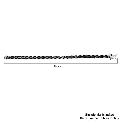 California Black Jade 22.25 ctw Tennis Bracelet in Rhodium Over Sterling Sil (8.00 In)