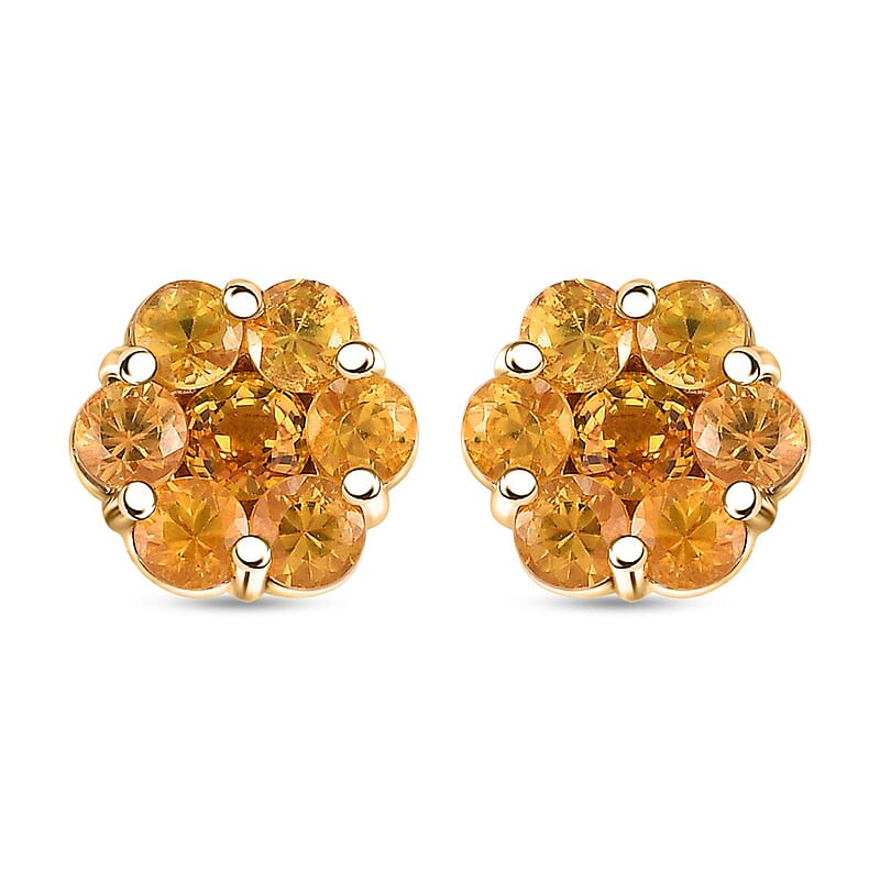 Madagascar Yellow Sapphire 2.00 ctw Floral Earrings in 18K Vermeil Yellow Gold Over Sterling Silver