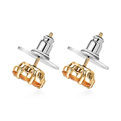 Madagascar Yellow Sapphire 2.00 ctw Floral Earrings in 18K Vermeil Yellow Gold Over Sterling Silver