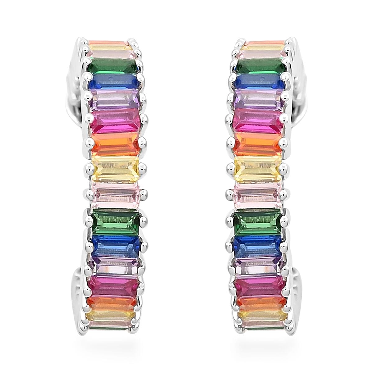 Multi Gemstone Earrings in Silvertone 9.60 ctw image number 0