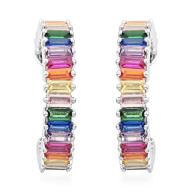 Multi Gemstone Earrings in Silvertone