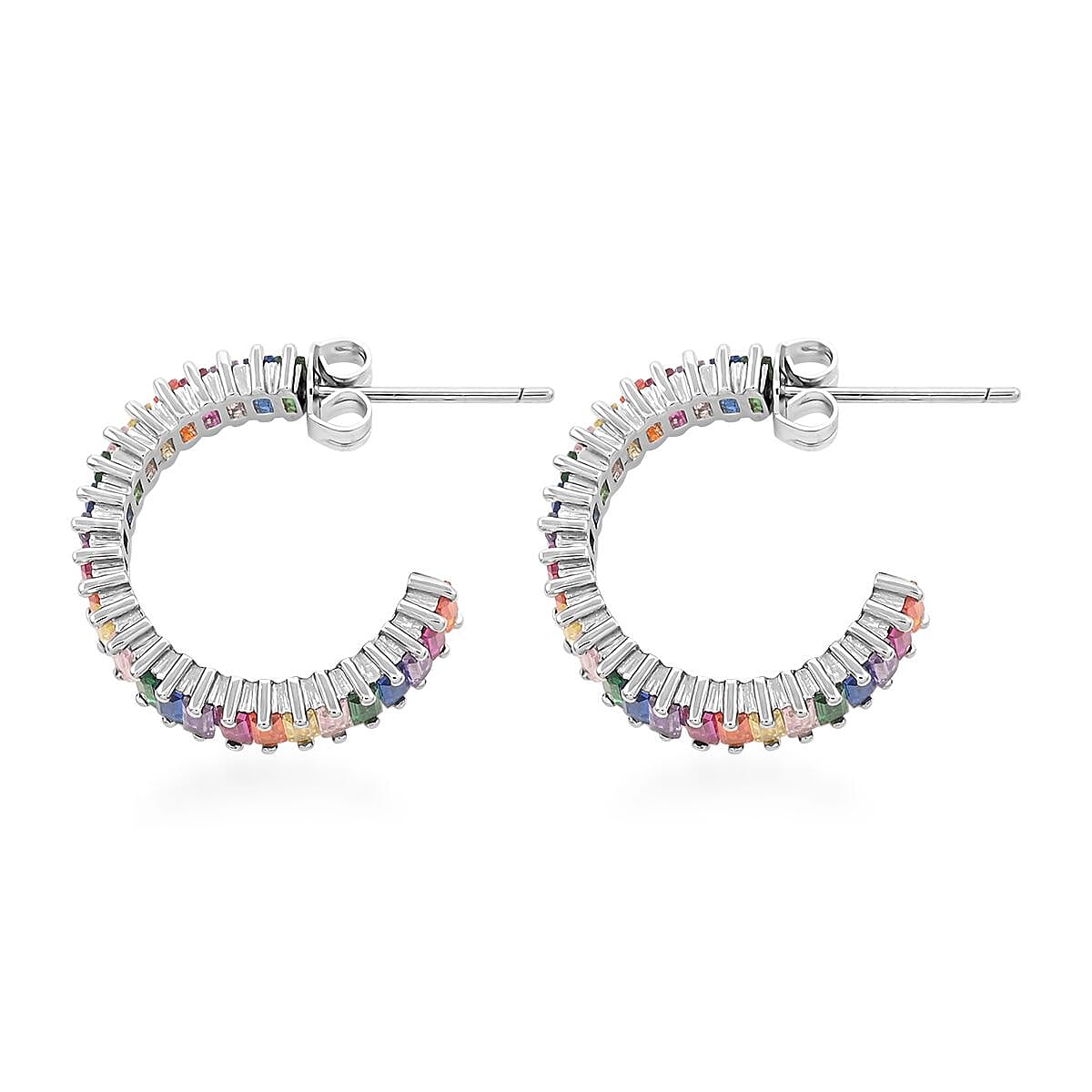 Multi Gemstone Earrings in Silvertone 9.60 ctw image number 3