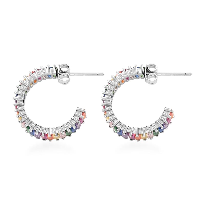 Multi Gemstone Earrings in Silvertone