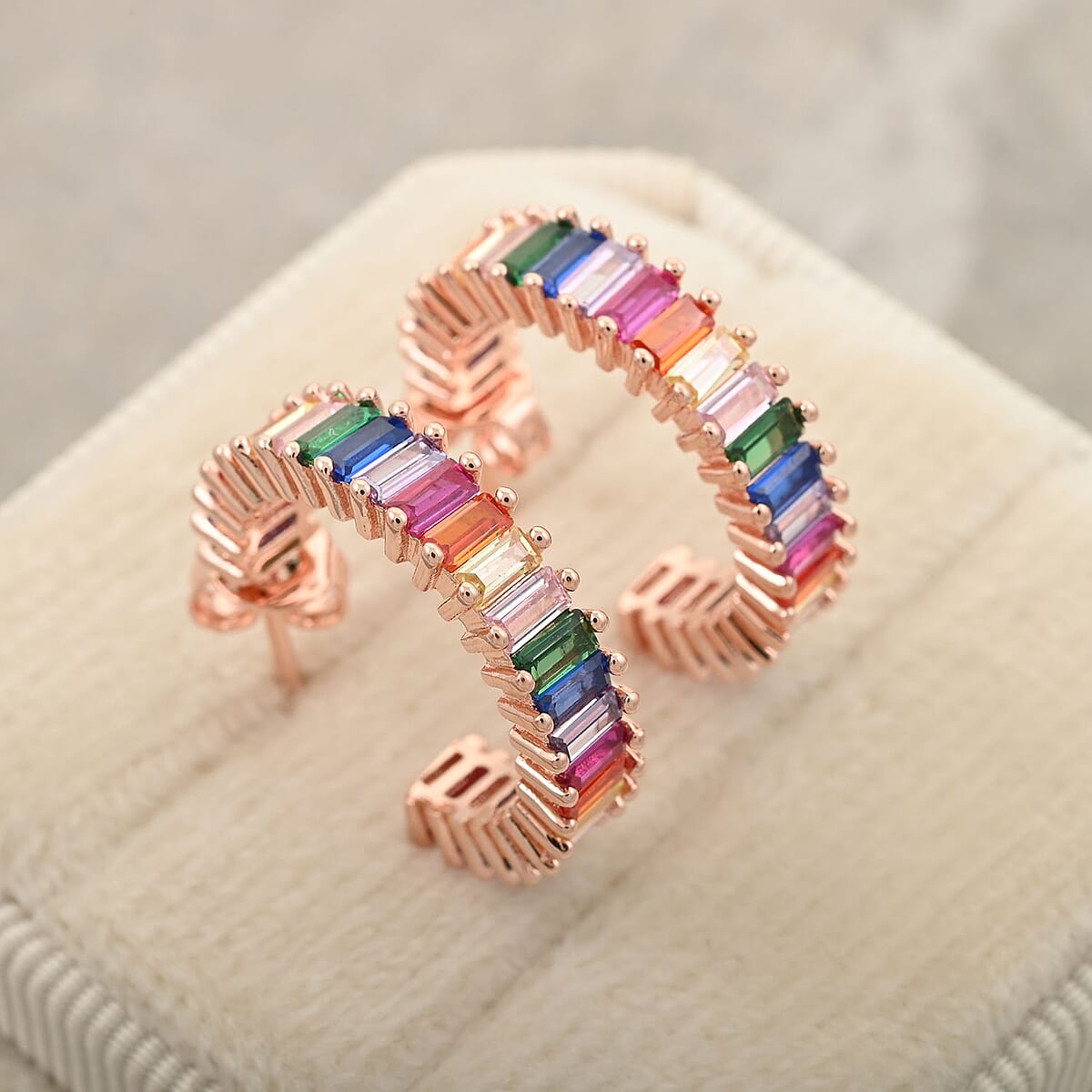 Multi Gemstone Earrings in Rosetone image number 1