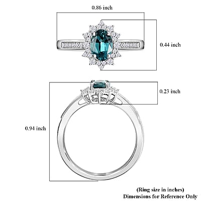 Luxoro AAA Pirineu Lagoon Tourmaline and G-H I2 Diamond 1.00 ctw Midnight Bloom Ring in 14K White Gold (Size  10.0)