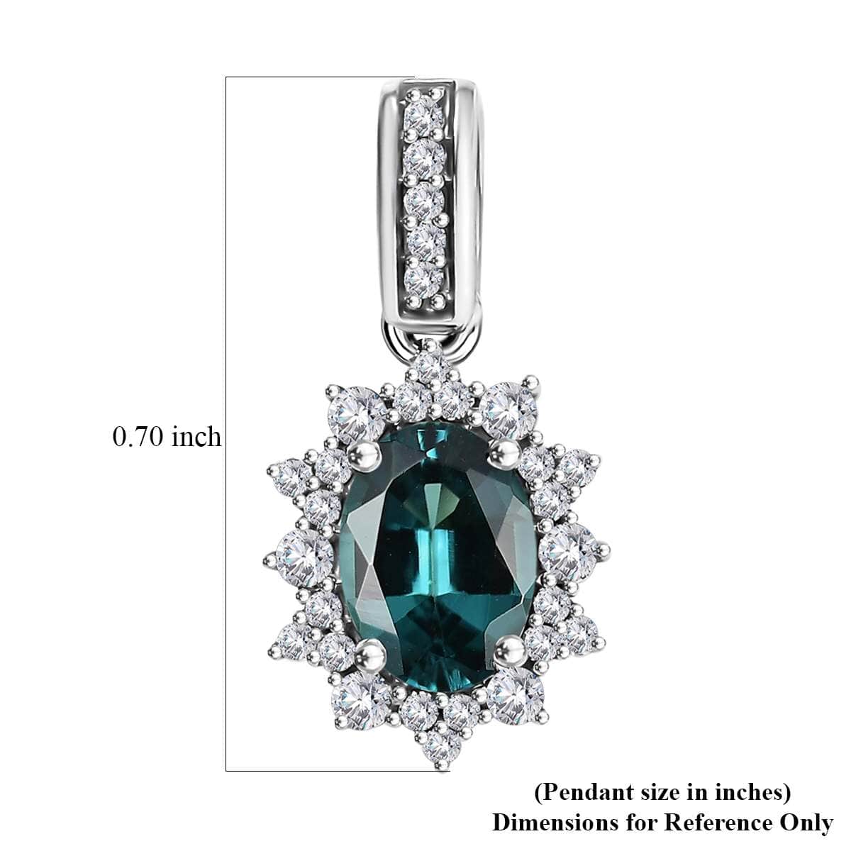 Luxoro AAA Pirineu Lagoon Tourmaline and G-H I2 Diamond 1.00 ctw Midnight Bloom Pendant in 14K White Gold image number 5